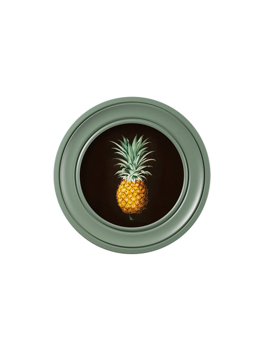 c.1812 Pineapple Study (Black) – Green Round Frame – framed wall art at Leya Buster Interiors