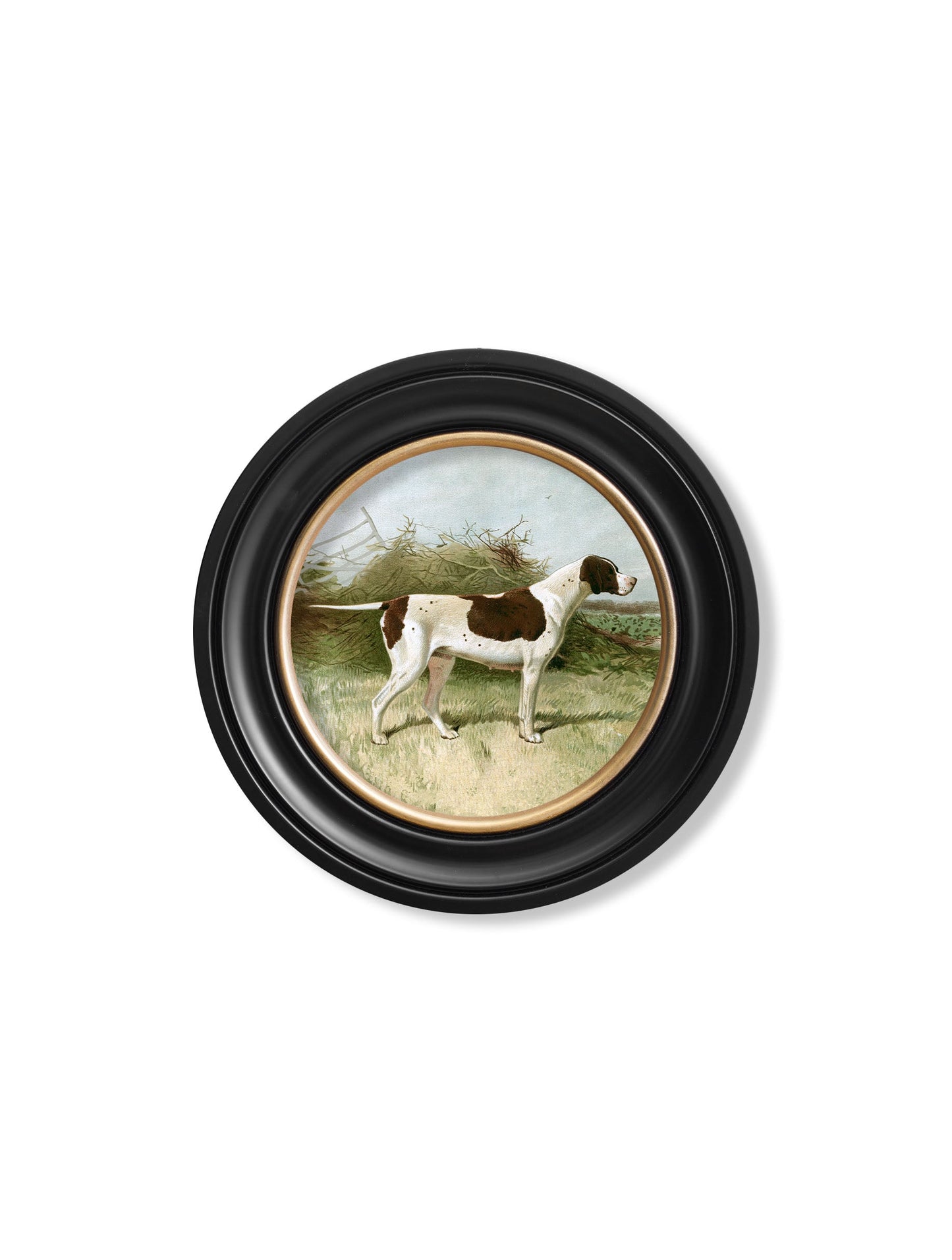 c.1881 Gun Dogs – Round Frame styled view – Leya Buster Interiors