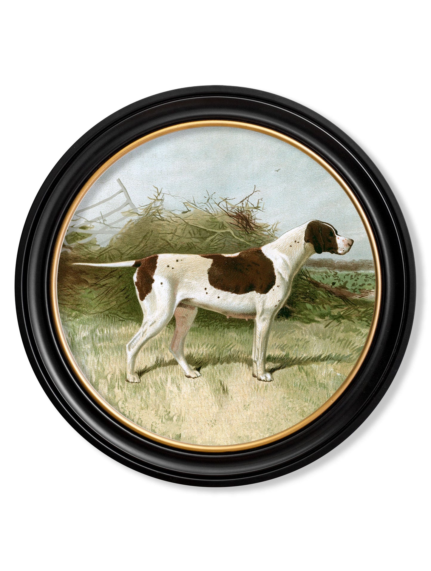 c.1881 Gun Dogs – Round Frame styled view – Leya Buster Interiors