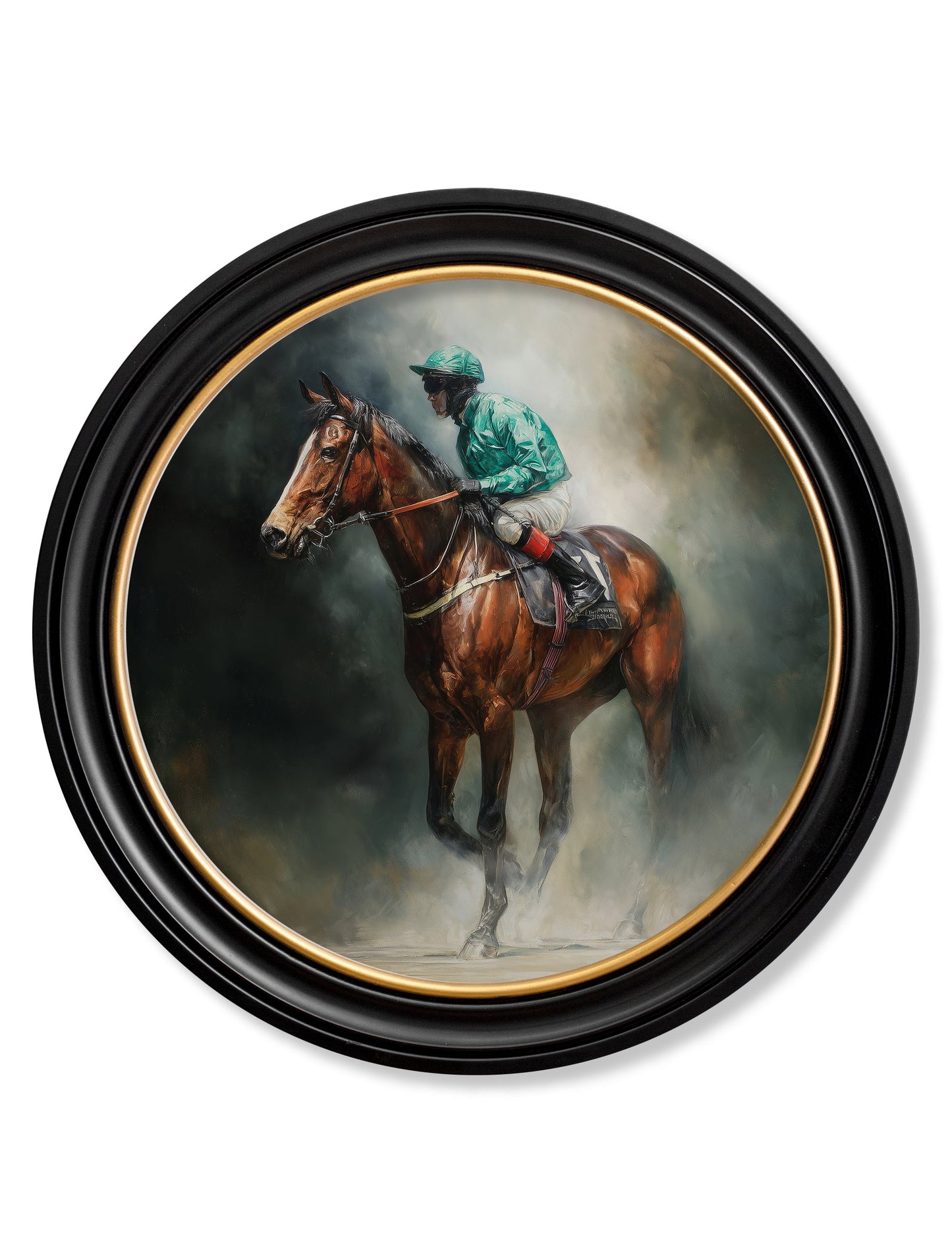 The Irish Racehorses – Oxford Round Frame styled view – Leya Buster Interiors