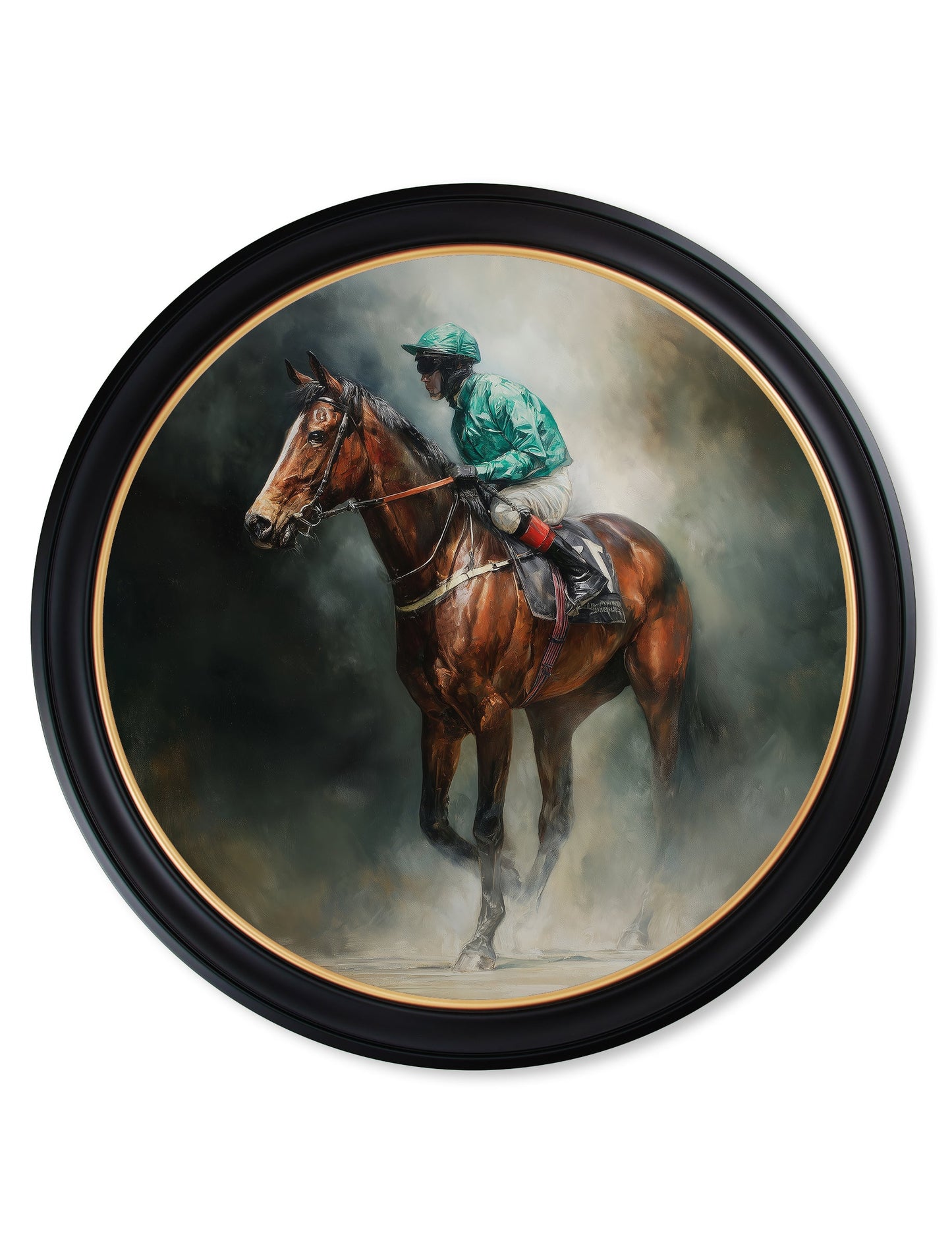 The Irish Racehorses – Oxford Round Frame styled view – Leya Buster Interiors
