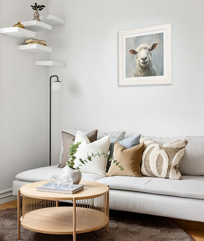 The Jolly Sheep – Cream Hurstwood Square Frame – framed wall art at Leya Buster Interiors