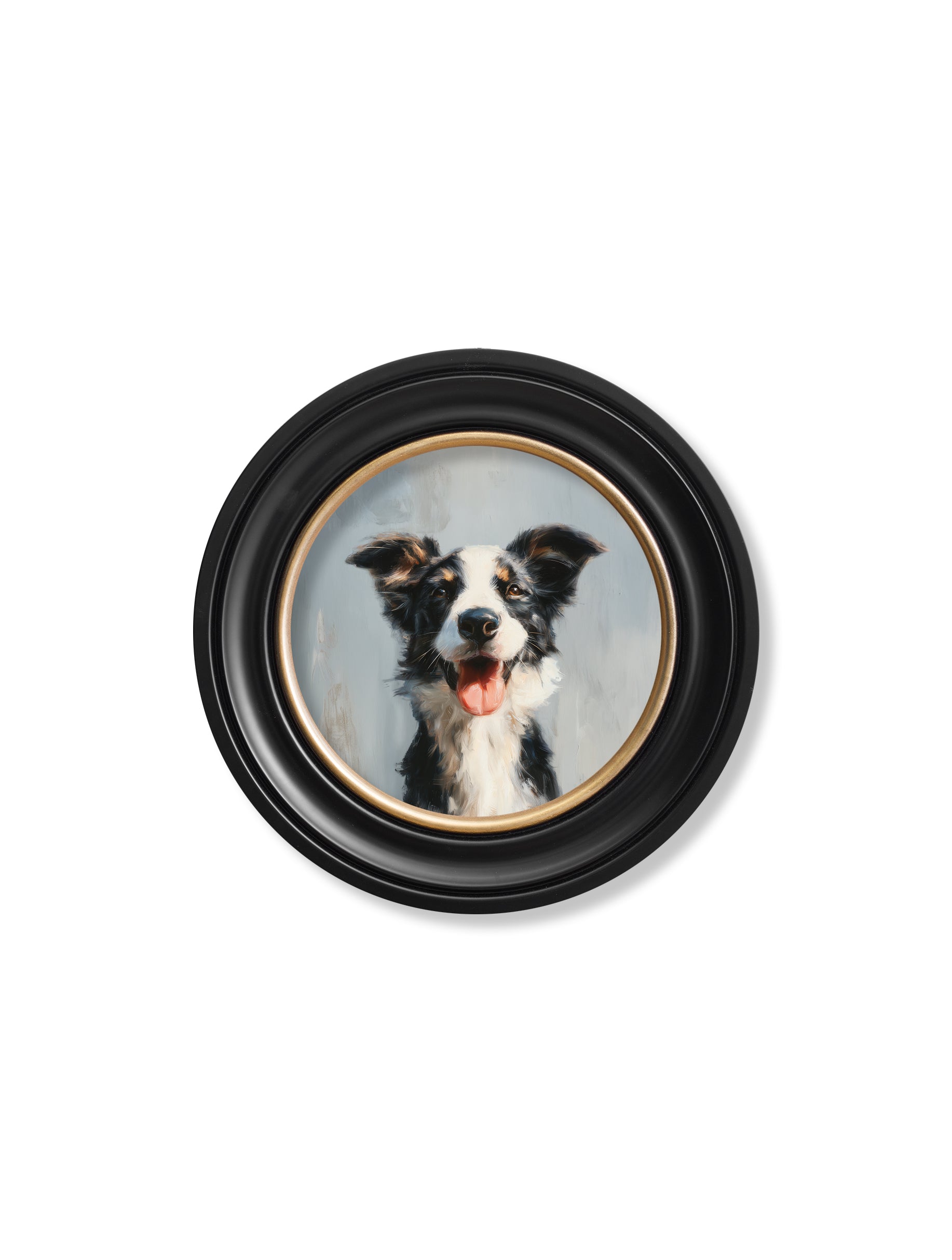 The Smiley Sheepdog – Oxford Round Frame styled view – Leya Buster Interiors