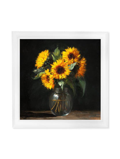 Sunflowers After Dark – White Hurstwood Square Frame detail – Leya Buster Interiors