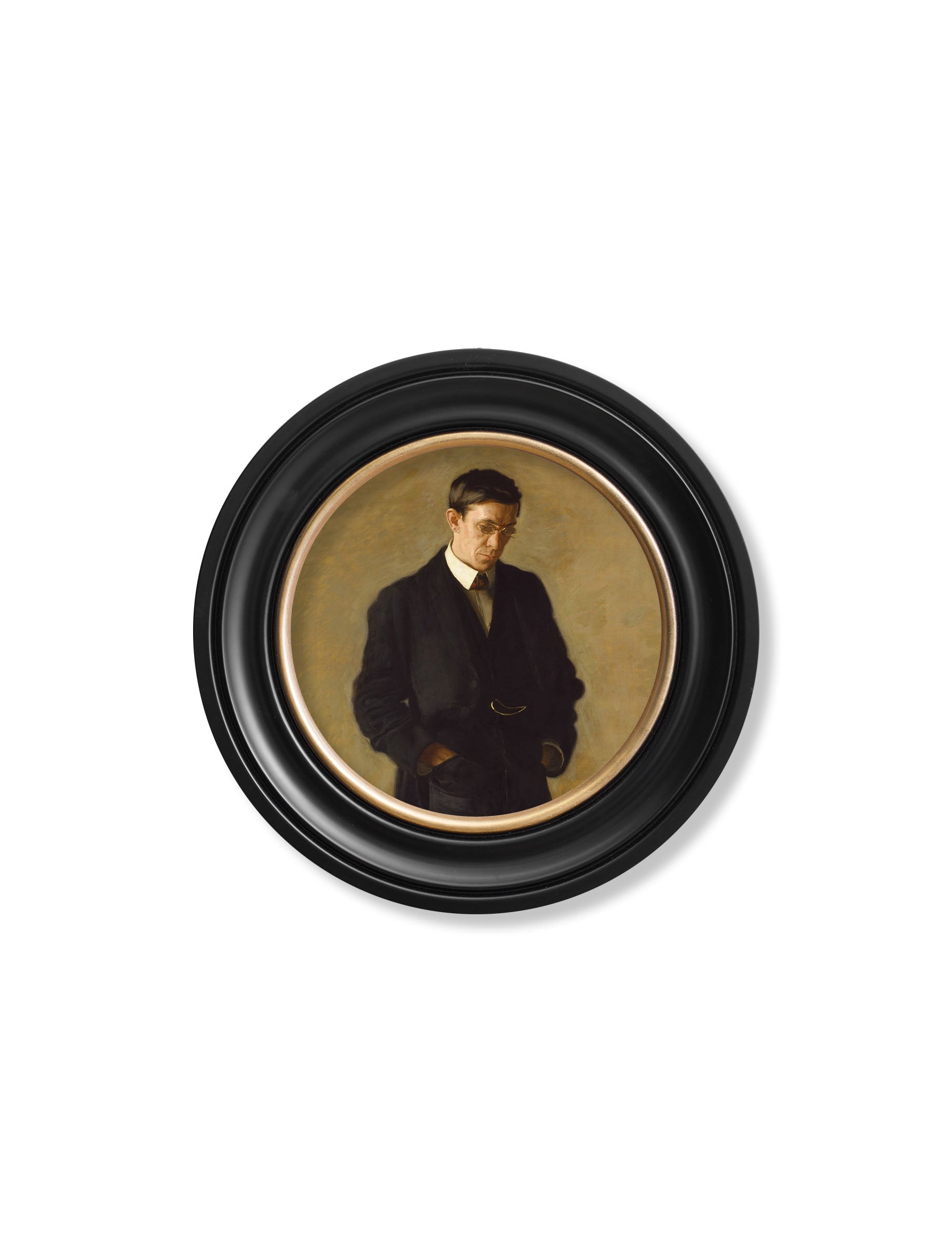 c.1900 The Thinker – Thomas Eakins – Round Frame styled view – Leya Buster Interiors