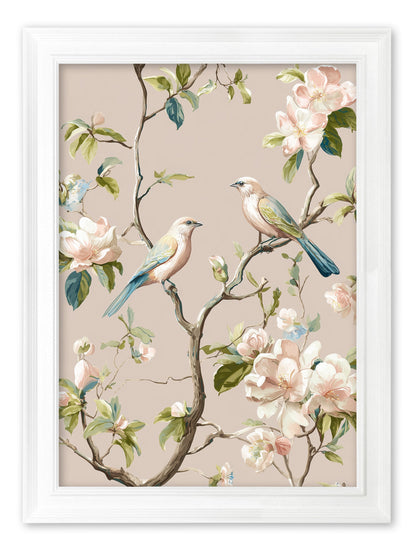 Blossom Songbirds – White Hurstwood Frame styled view – Leya Buster Interiors