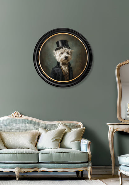 Lord Westly Whitetail – Gentleman Westie Oxford Round Frame – fine home fragrance at Leya Buster Interiors