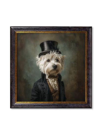 Lord Westly Whitetail – Gentleman Westie Oxford Square Frame detail – Leya Buster Interiors