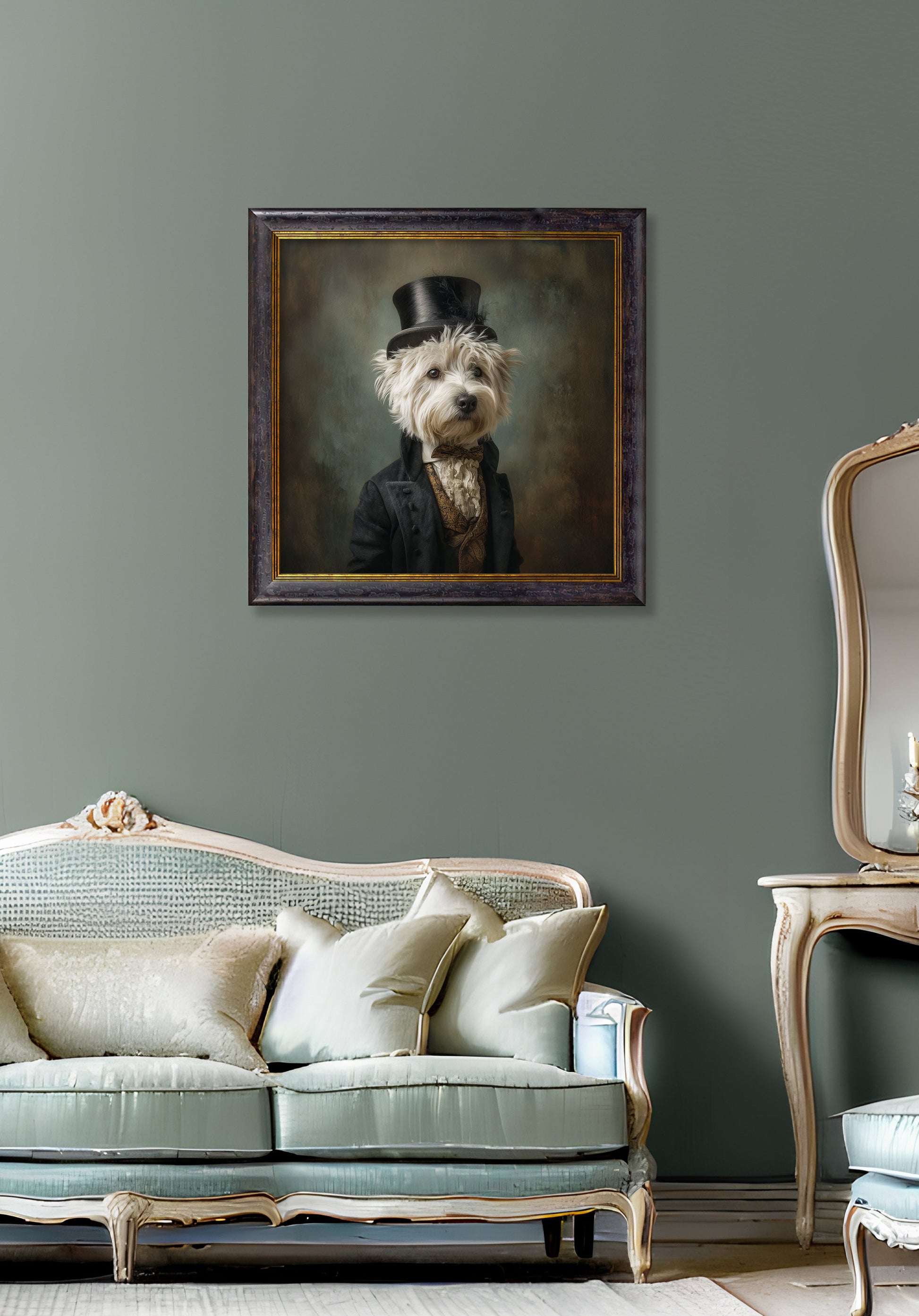Lord Westly Whitetail – Gentleman Westie Oxford Square Frame – fine home fragrance at Leya Buster Interiors