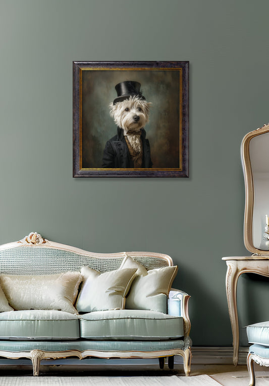 Lord Westly Whitetail - Gentleman Westie Oxford Square Frame