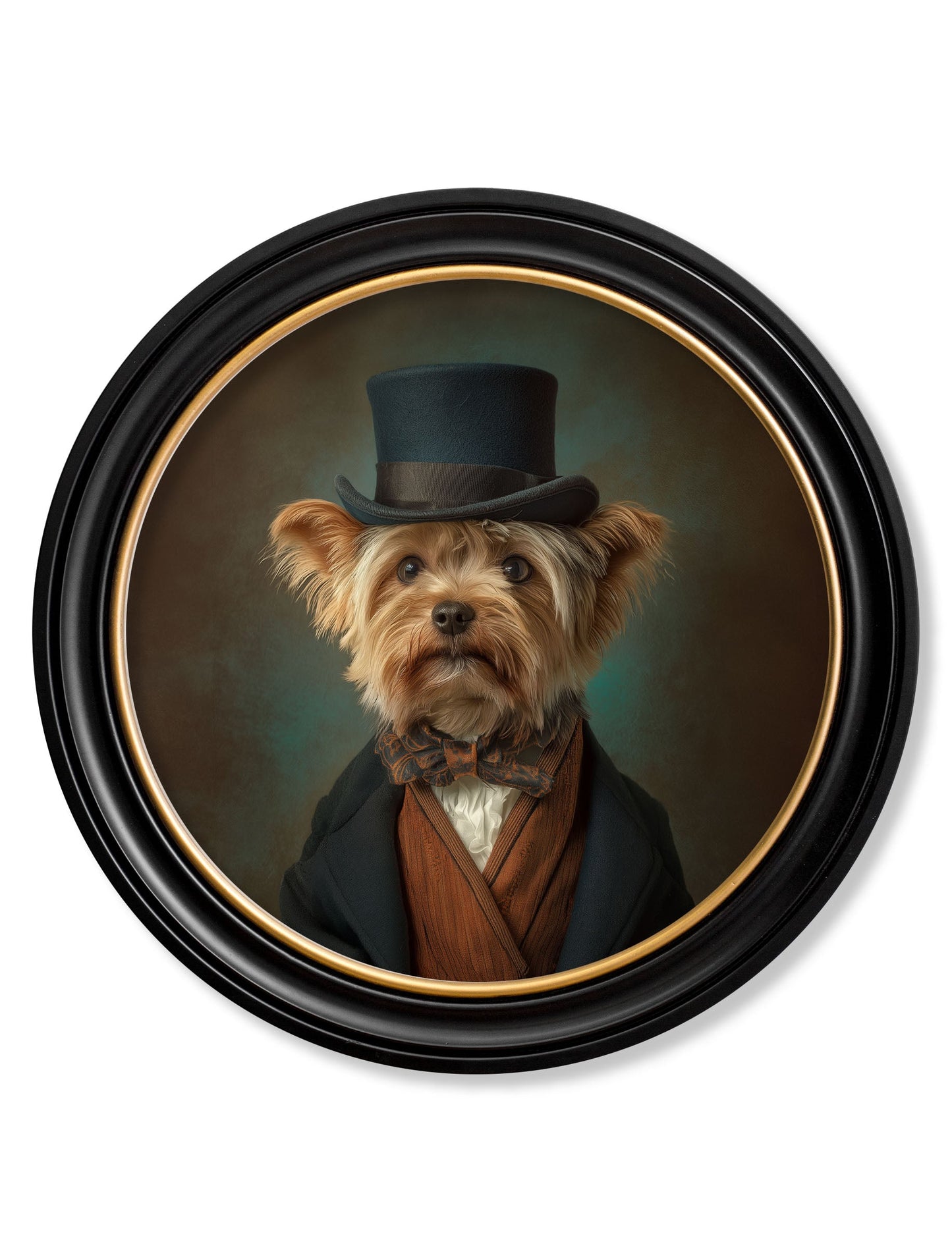Lord Barkley of York – Gentleman Yorkshire Terrier Oxford Round Frame detail – Leya Buster Interiors
