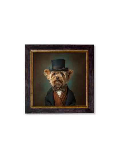 Lord Barkley of York – Gentleman Yorkshire Terrier Oxford Square Frame styled view – Leya Buster Interiors