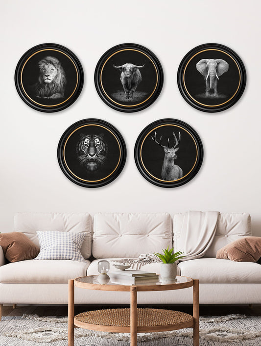 Wildlife Photography – Red Deer – Round Frame – framed wall art at Leya Buster Interiors