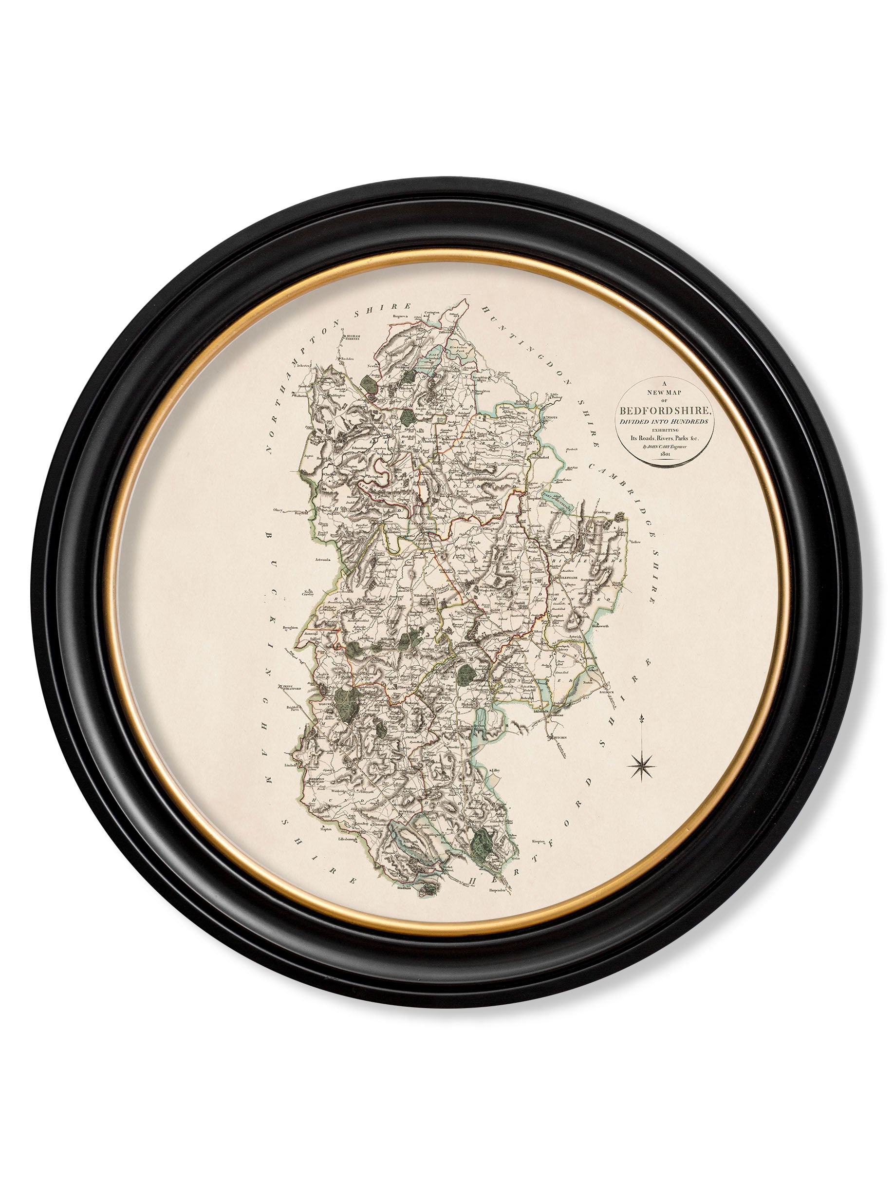 c.1806 County Maps of England – Round styled view – Leya Buster Interiors