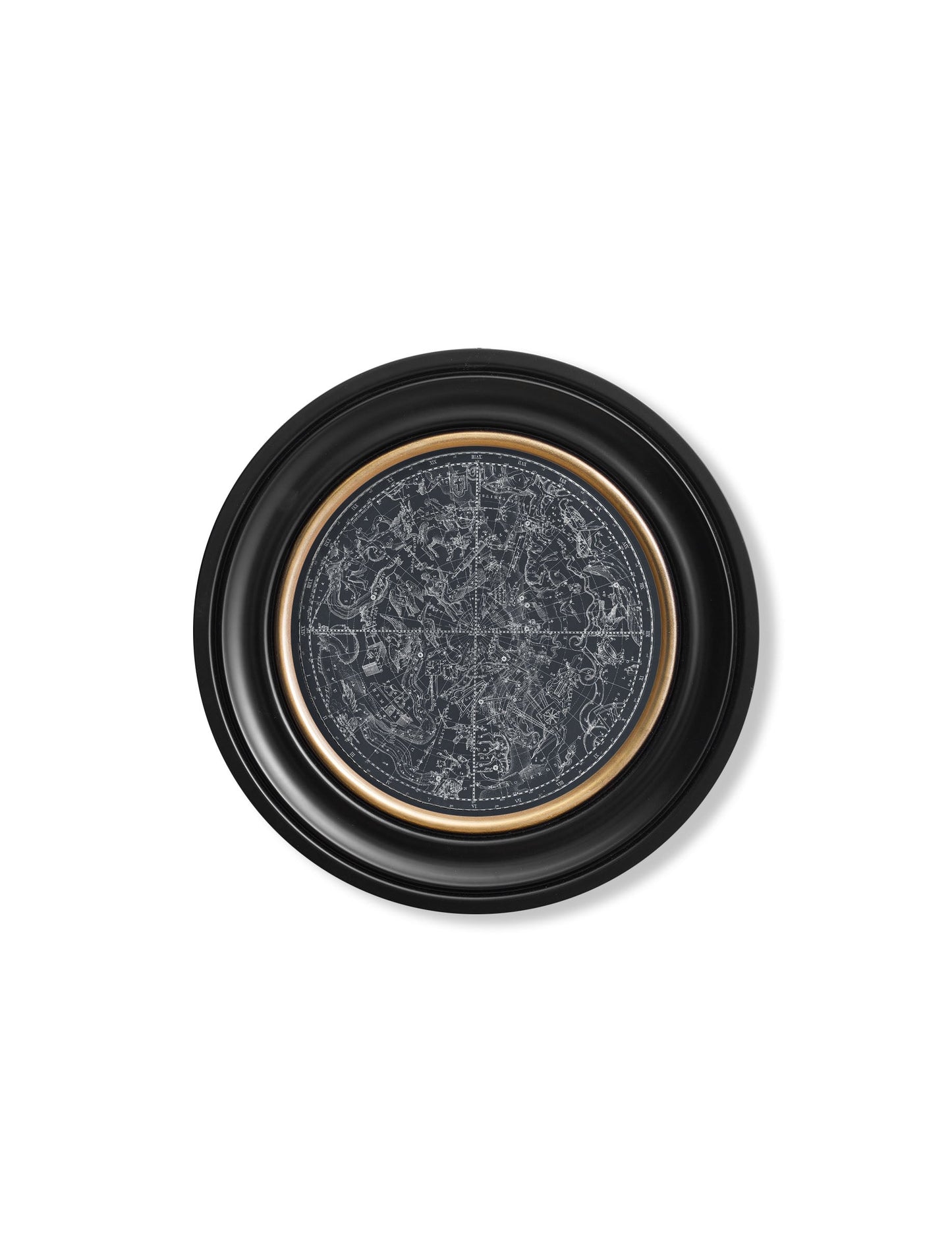 c.1800 Map of Constellations – Round Frame styled view – Leya Buster Interiors