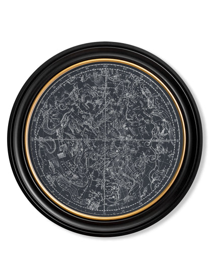 c.1800 Map of Constellations – Round Frame styled view – Leya Buster Interiors