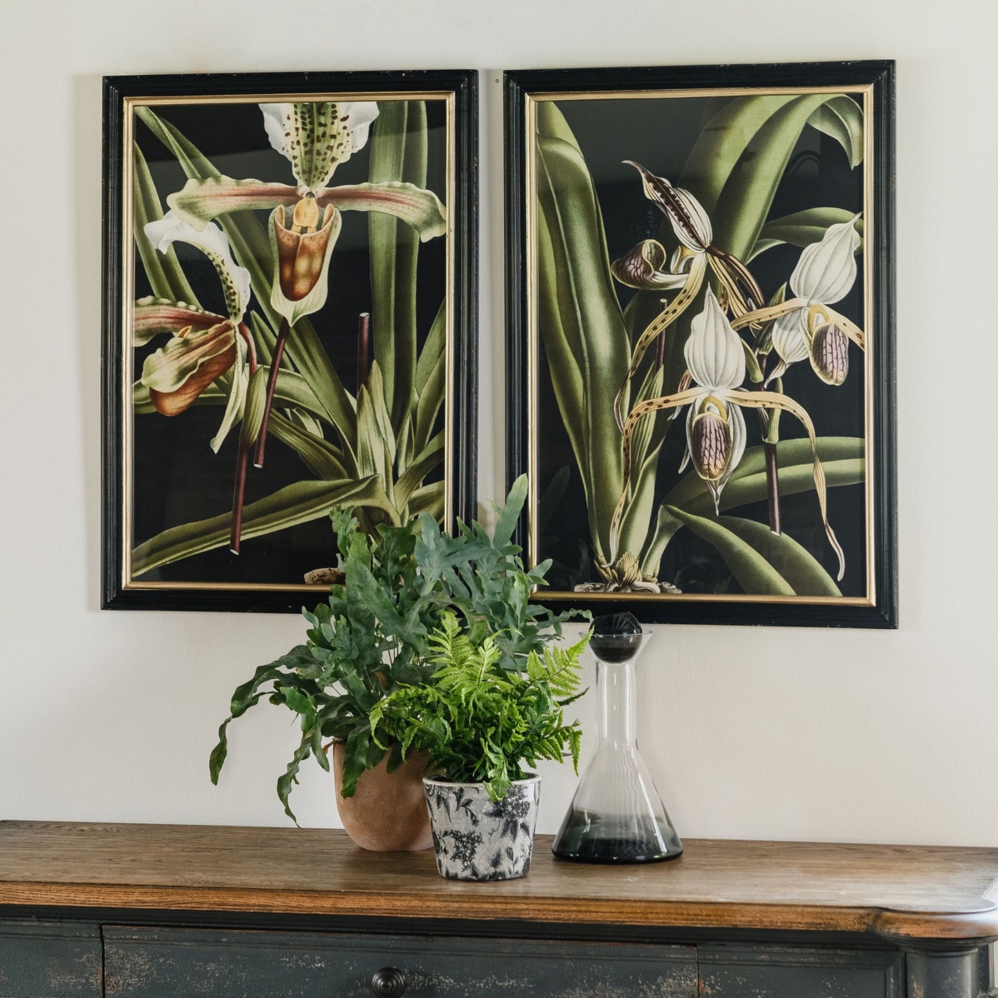 Green Lilly Framed Wall Art Set 2