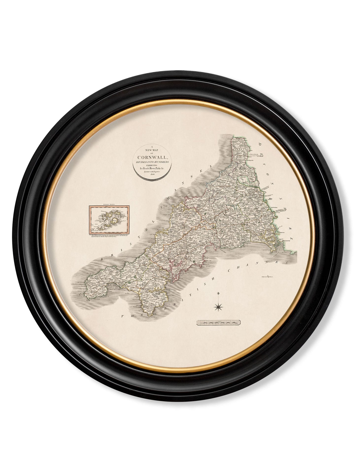 c.1806 County Maps of England – Round styled view – Leya Buster Interiors