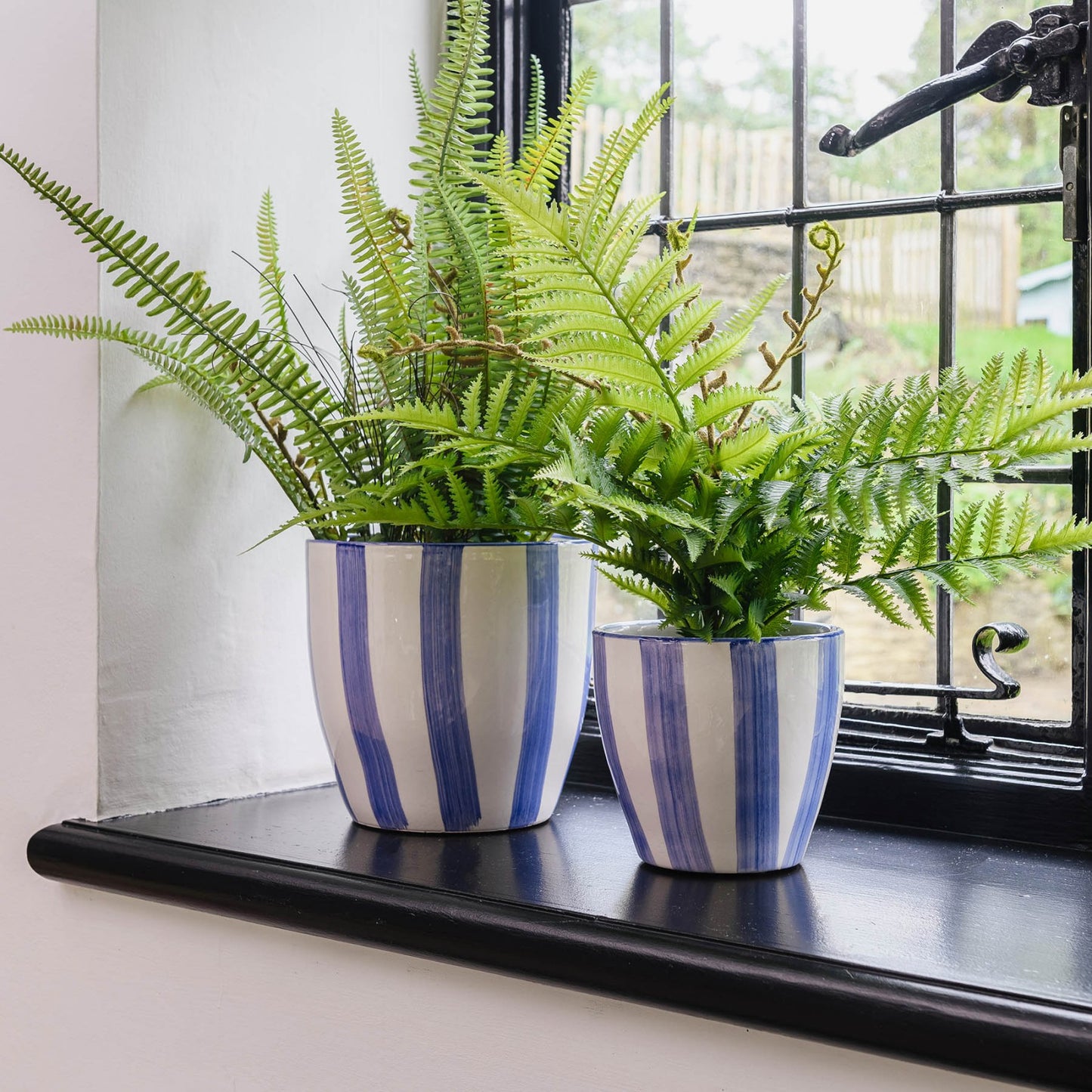 Blue Striped Pot Planter