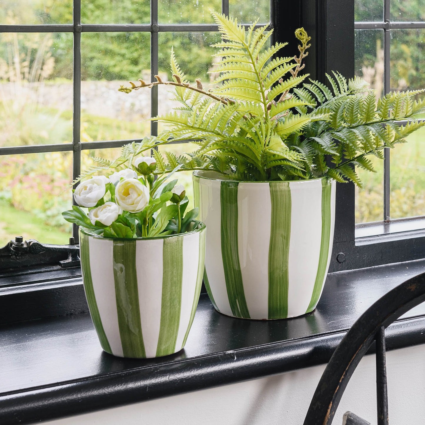 Green Striped Planter