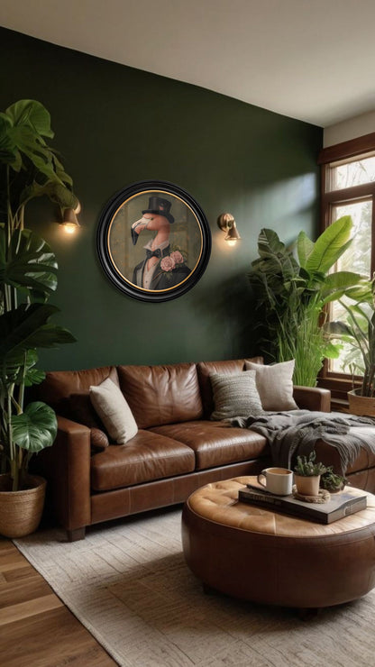 Baron Von Blush – Gentleman Flamingo Oxford Round Frame – fine home fragrance at Leya Buster Interiors