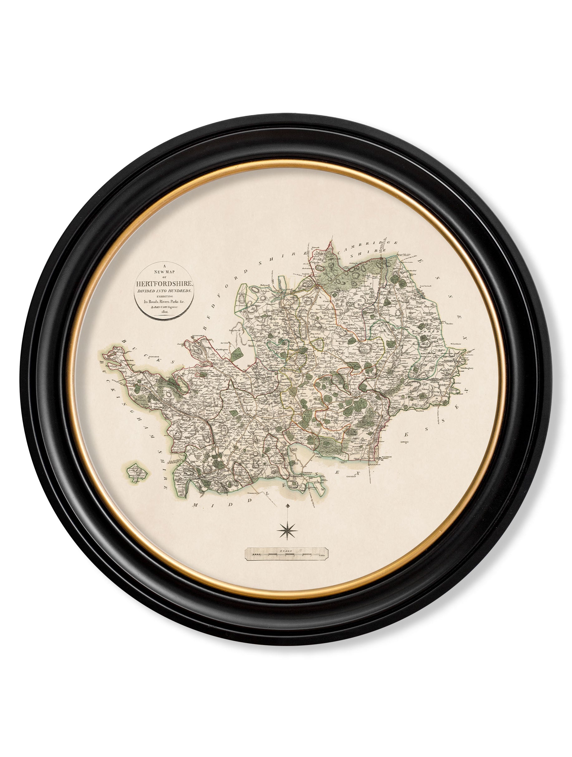 c.1806 County Maps of England – Round styled view – Leya Buster Interiors