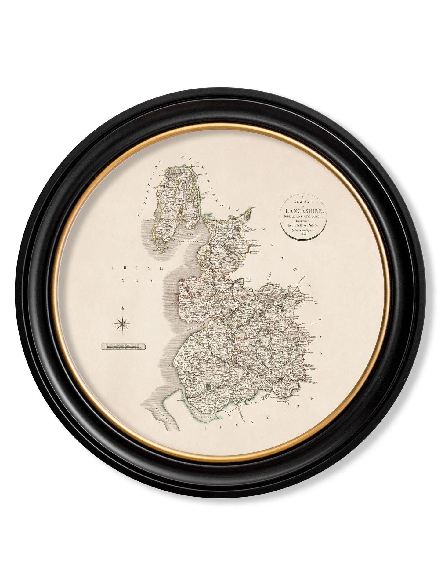 c.1806 County Maps of England – Round styled view – Leya Buster Interiors