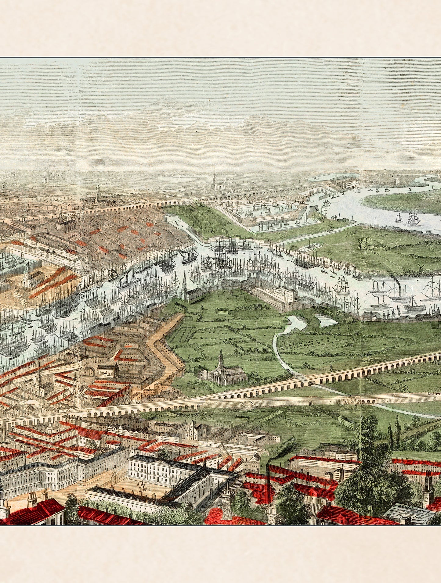c.1845 Panoramic View of London and the River Thames styled view – Leya Buster Interiors