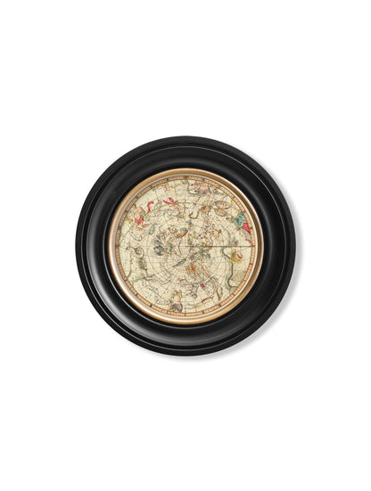 c.1820 Map of Constellations – Round Frame styled view – Leya Buster Interiors
