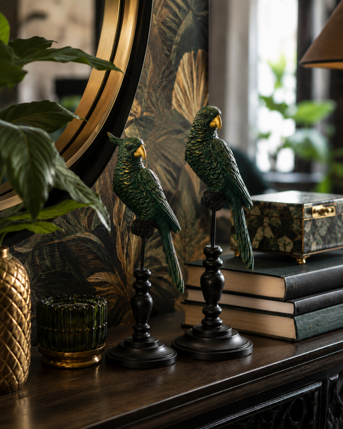 Large Tropical Parrot Tabletop Decoration on Perch