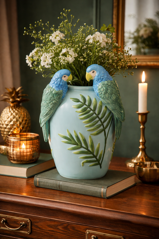 Green Parrot Vase