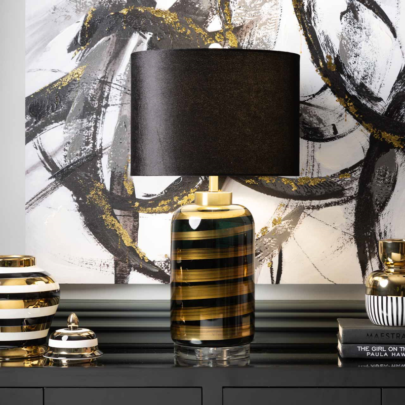 Black & Gold Swirl Style Table Lamp