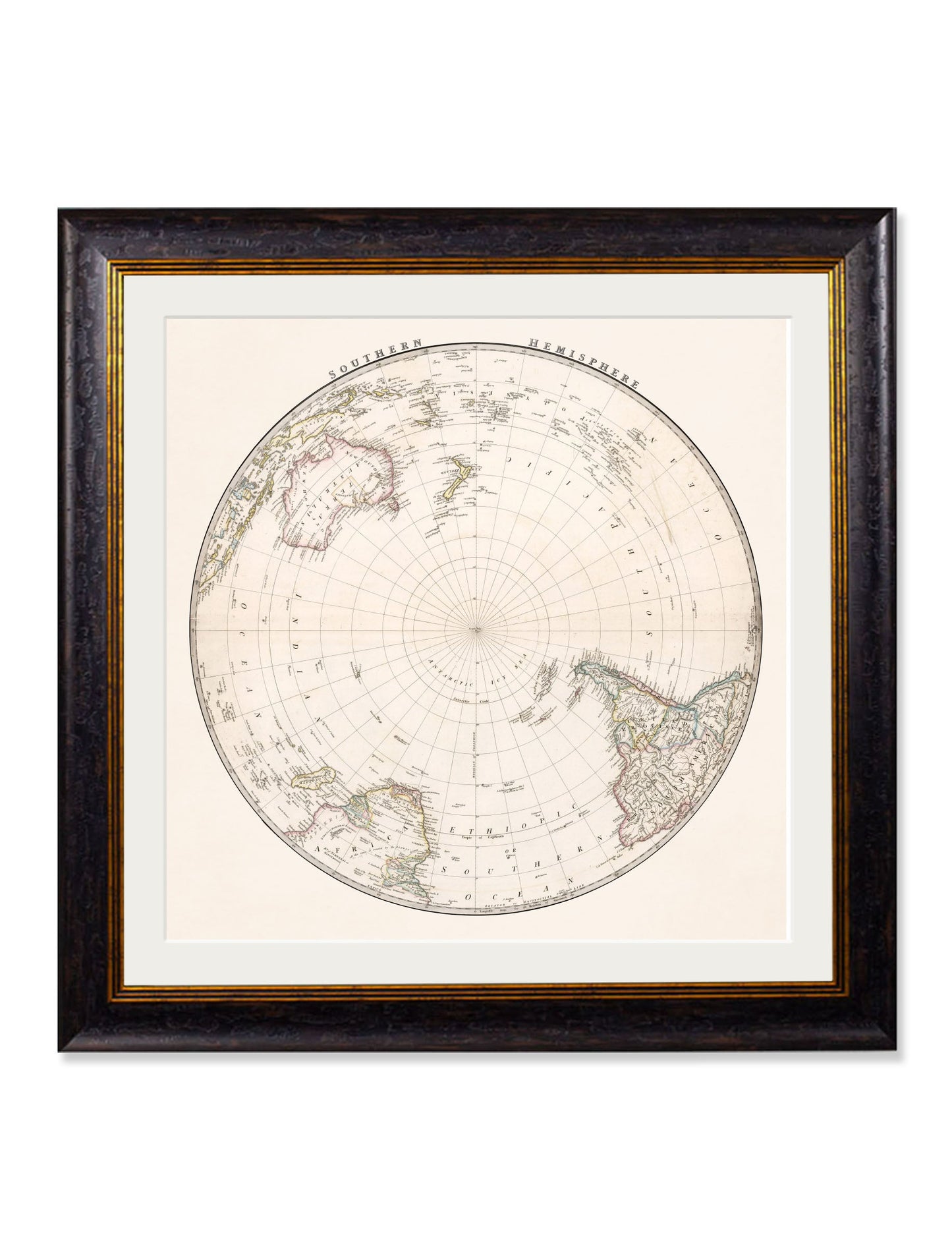 c.1838 World Map Hemispheres styled view – Leya Buster Interiors