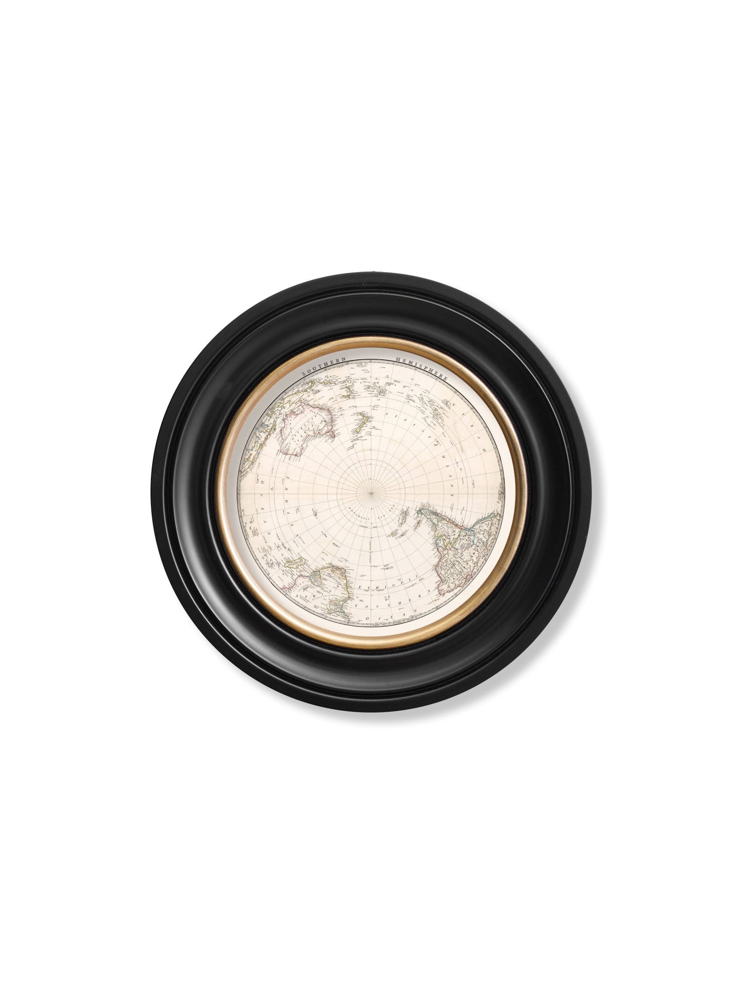 c.1838 World Map Hemispheres in Round Frames styled view – Leya Buster Interiors