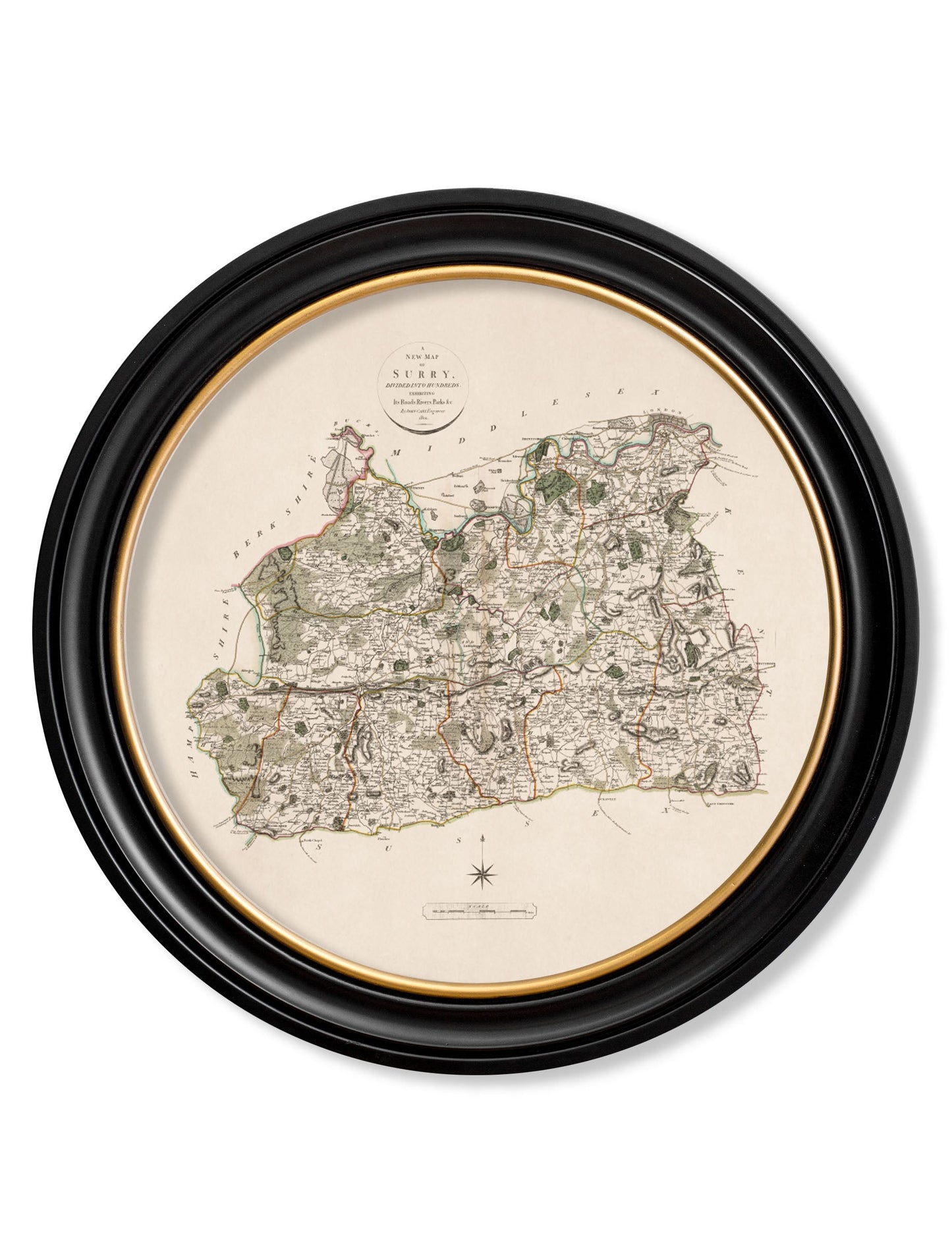 c.1806 County Maps of England – Round styled view – Leya Buster Interiors