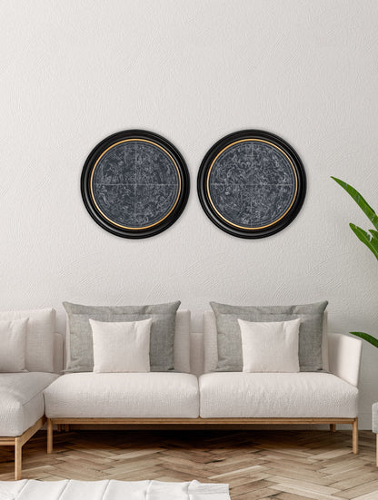 c.1800 Map of Constellations – Round Frame – framed wall art at Leya Buster Interiors