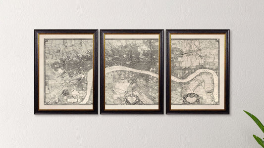 c.1746 London Triptych Map – framed wall art at Leya Buster Interiors