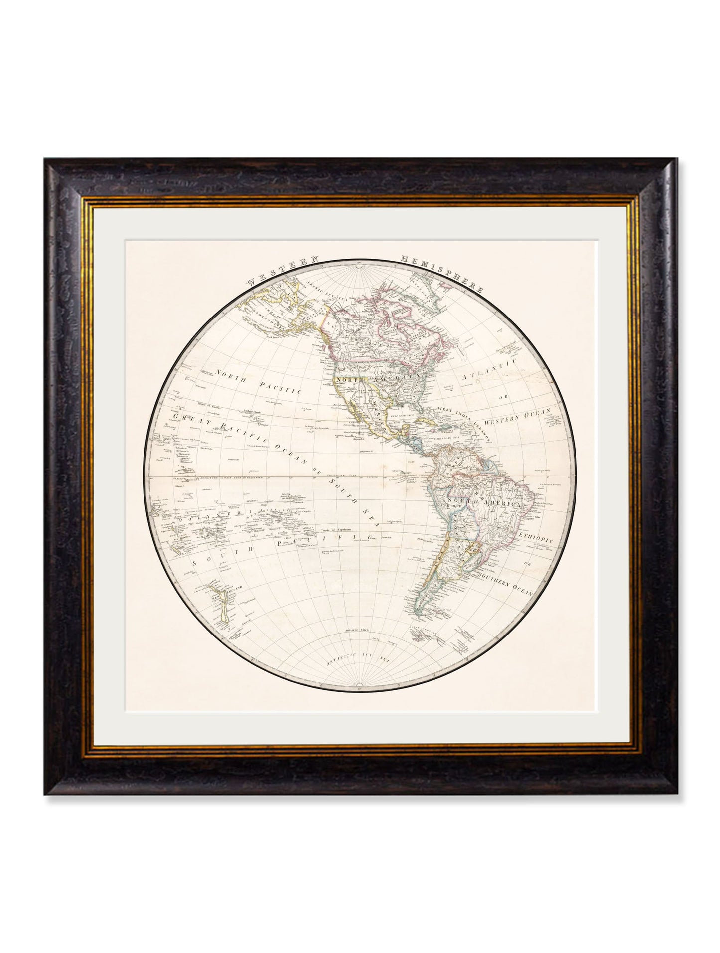 c.1838 World Map Hemispheres styled view – Leya Buster Interiors