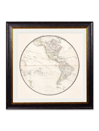 c.1838 World Map Hemispheres styled view – Leya Buster Interiors