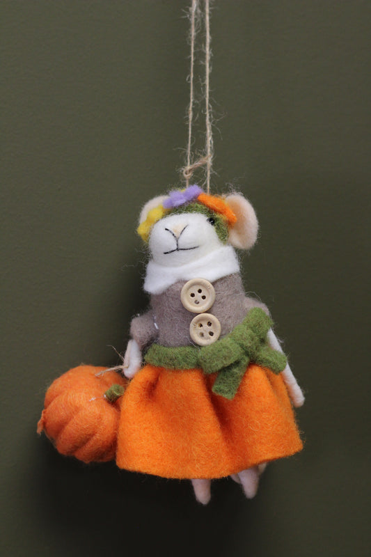 Woodland Felt Mouse Decoration with charming autumn woodland styling