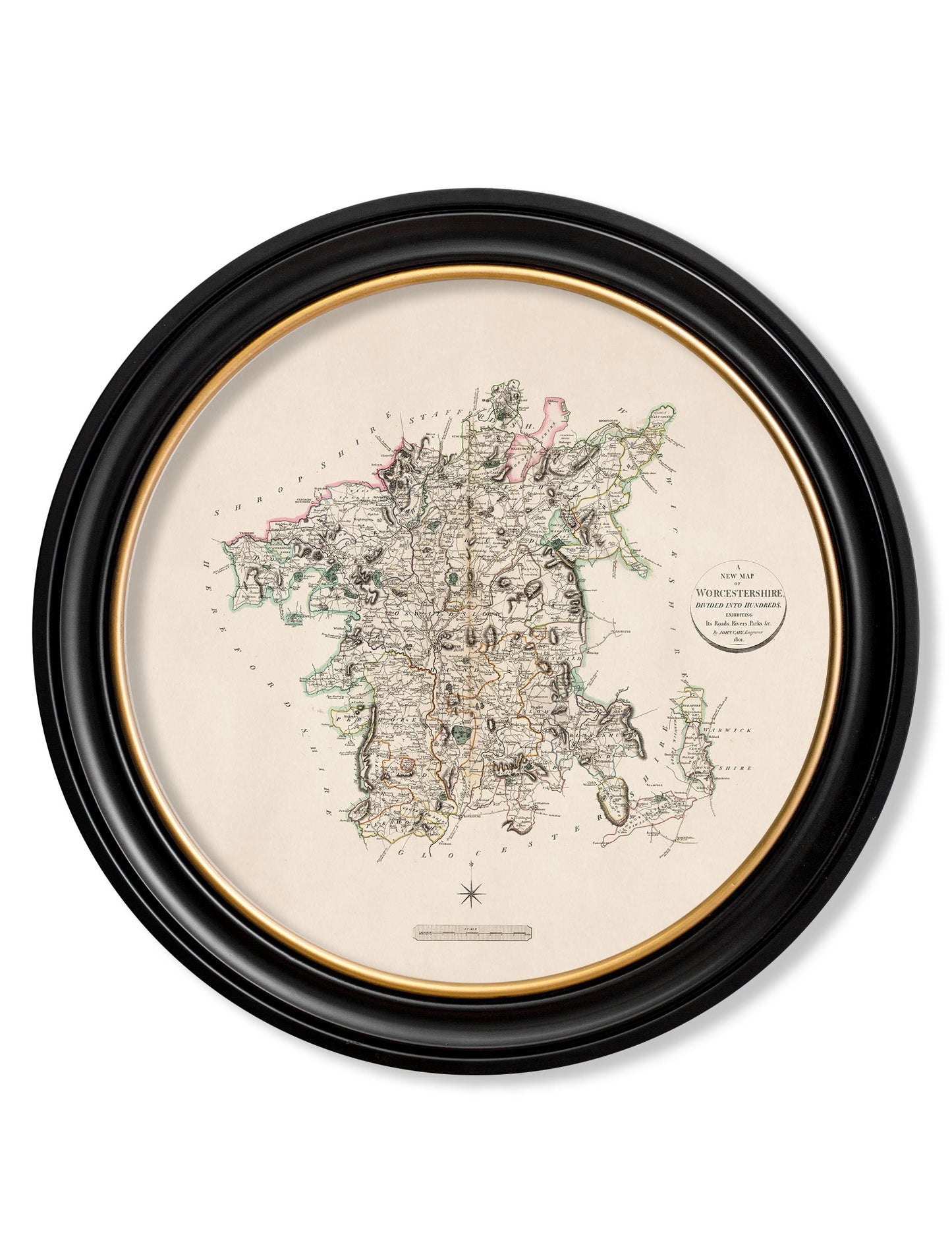 c.1806 County Maps of England – Round styled view – Leya Buster Interiors