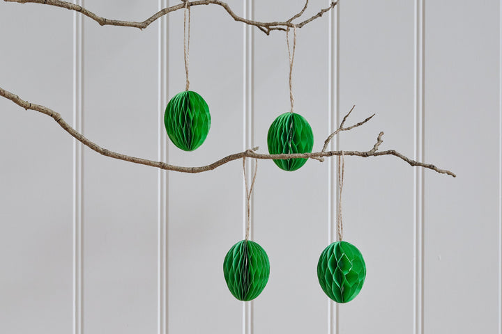 Green Hanging Paper Easter Eggs – Set of 4 – home decor at Leya Buster Interiors