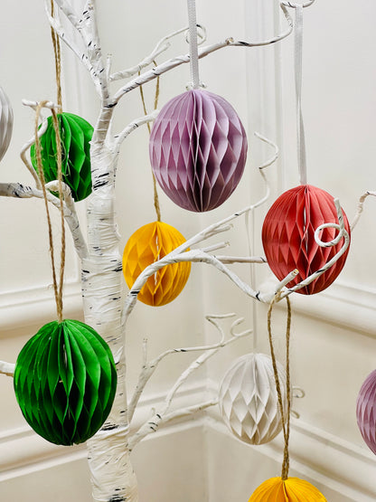 Pink Hanging Paper Easter Eggs – Set of 4 detail – Leya Buster Interiors