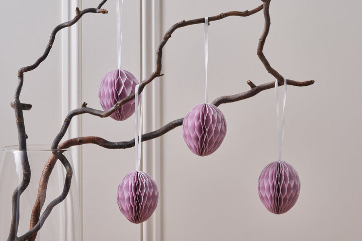 Purple Hanging Paper Easter Eggs – Set of 4 – home decor at Leya Buster Interiors